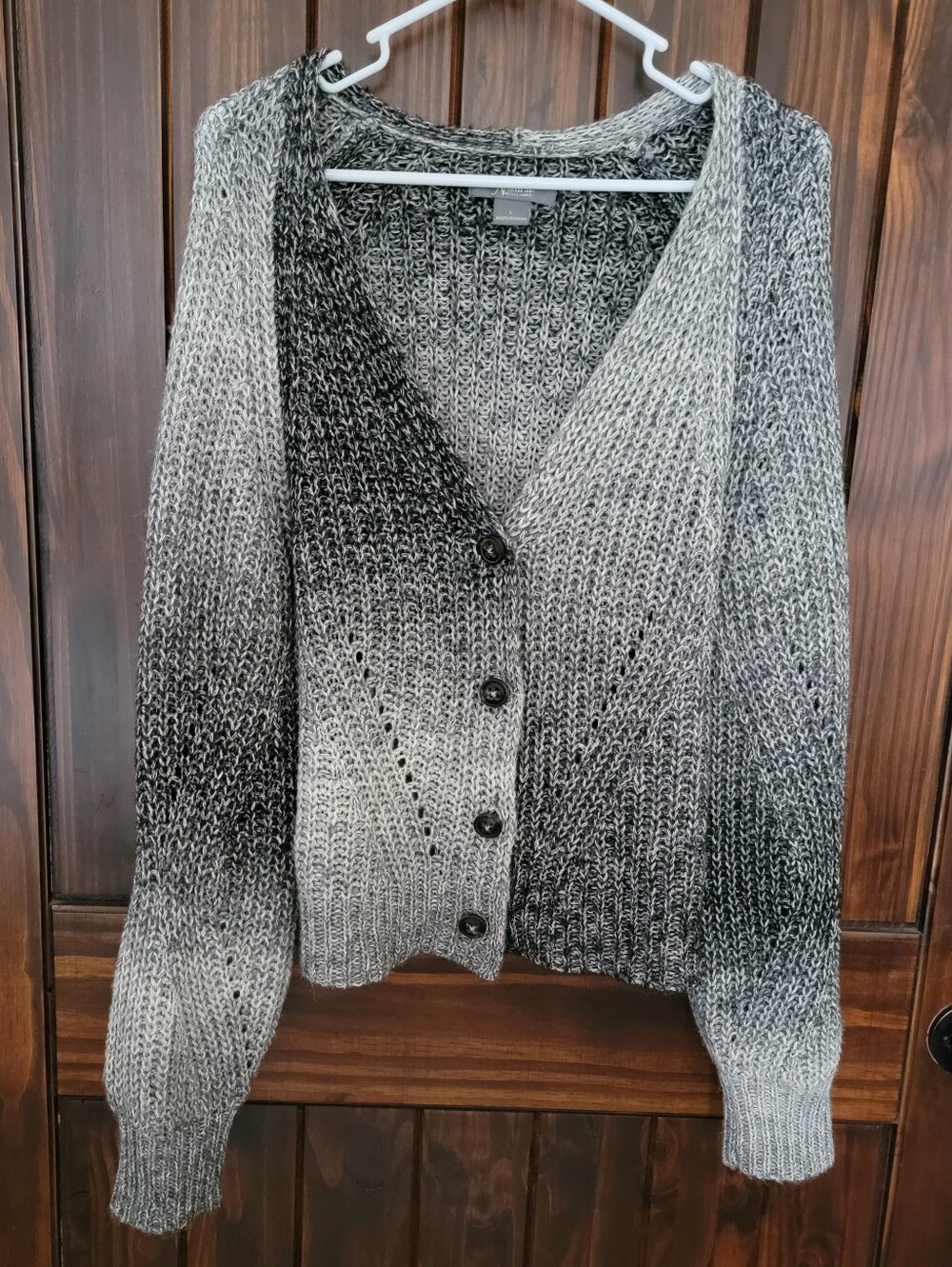 Women's Ombre Gray Knit Button-Front Sweater Cardigan